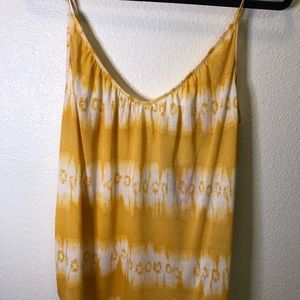 H&M Tied Dye Yellow/White Spaghetti Strap Top Size Large